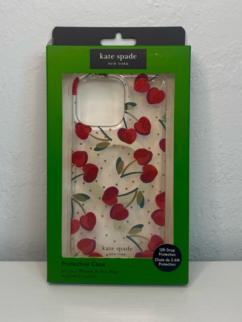 Kate Spade New York Protective Case for iPhone 16 Pro Max Cherry Clear Case